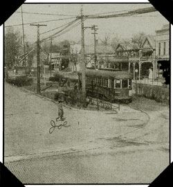 A black and white photo of a church.