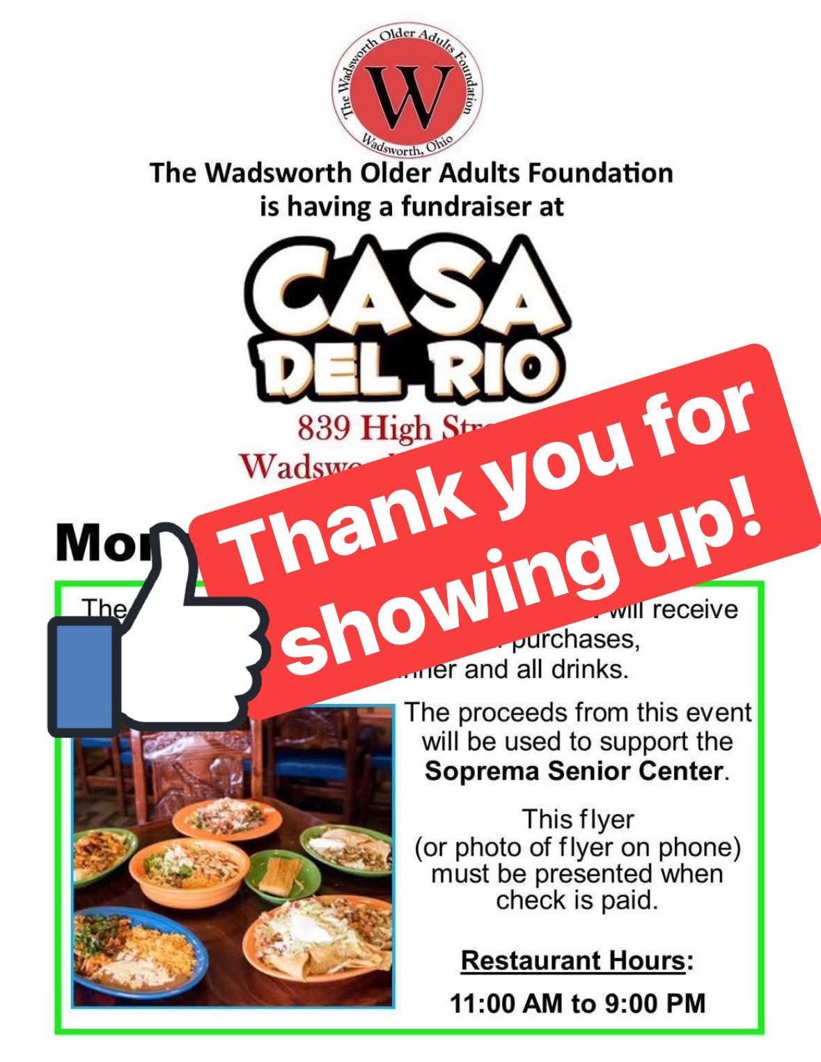 WOAF FB - Thanks for Casa fundraiser graphic