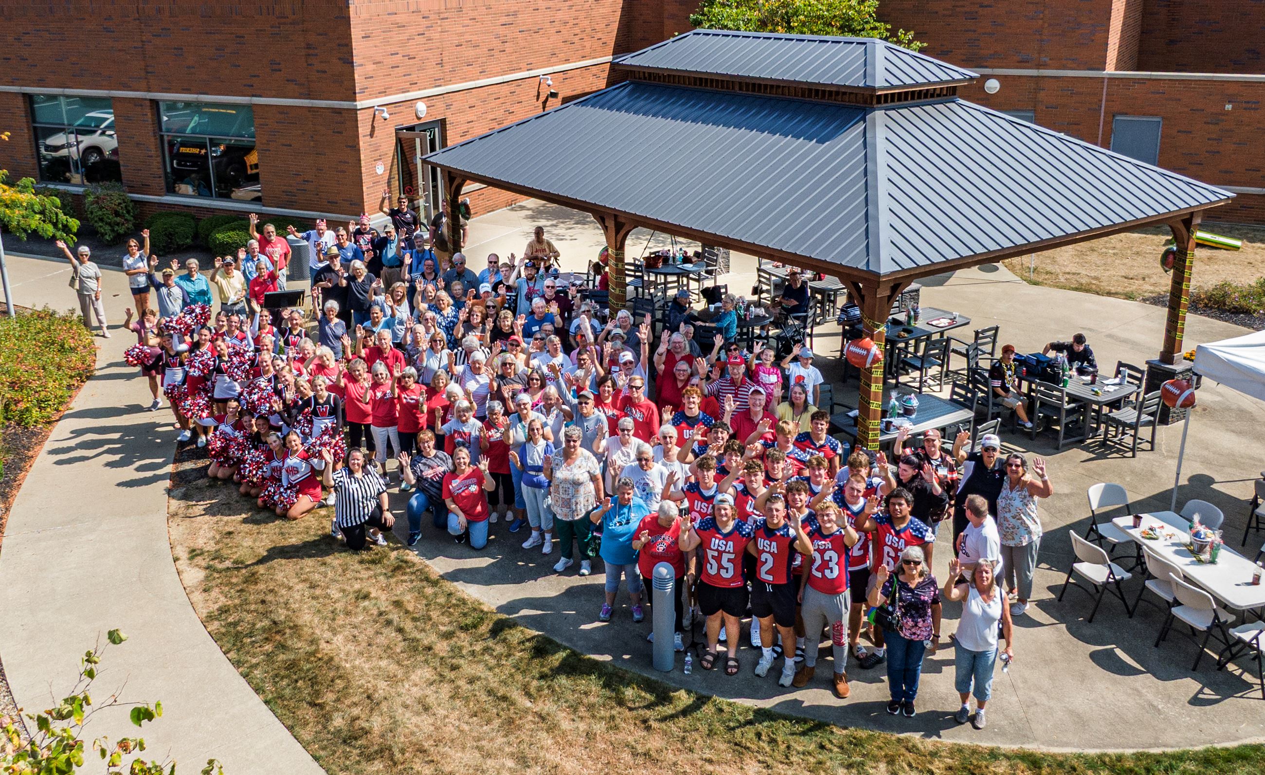DRONE photo - Tailgate Party - waving
